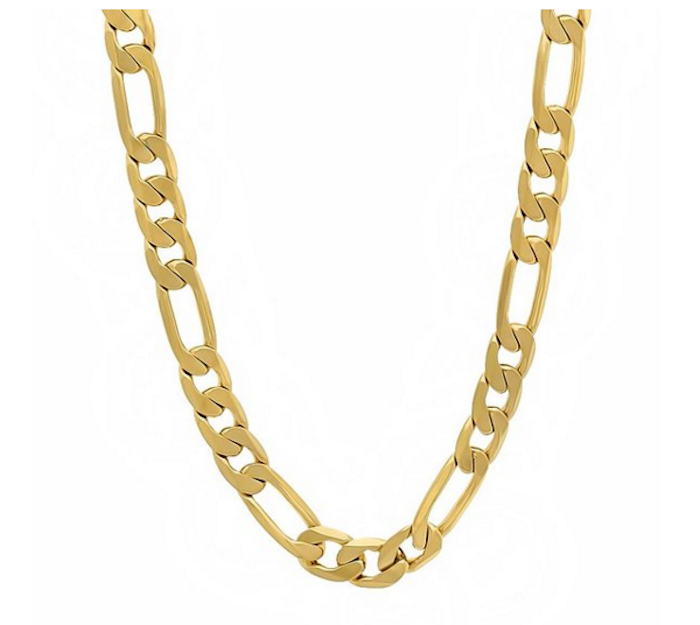 6mm 14k Gold Plated Beveled Figaro Link Chain Necklace